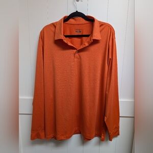 Walter Hagen Men's Hydro-Dri Vibrant Orange Polo Long Sleeve, Large